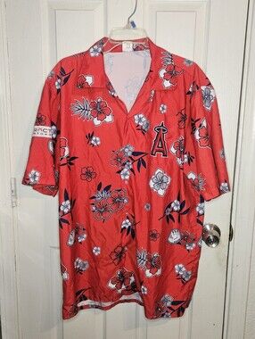 Los Angeles Angels Red Hawaiian Short Sleeve Shirt Stadium Giveaway 2021 -  XL